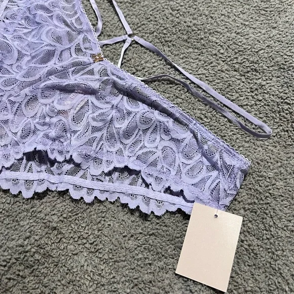 NWT Savage X Fenty Sorry Not Sorry Strappy Lace Brazilian Lavender Size 2X - Picture 3 of 7